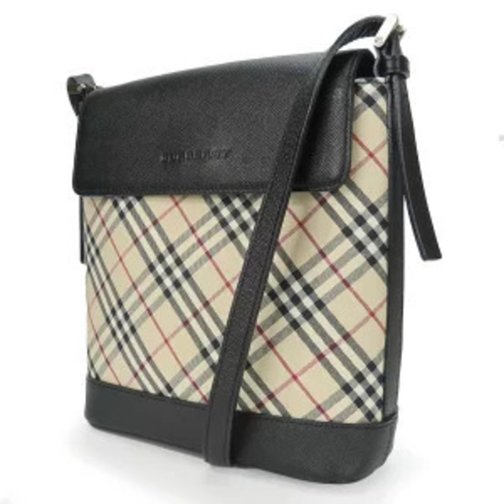 Burberry Crossbody Check Black Canvas Nova Shoulder Beige Leather Bag